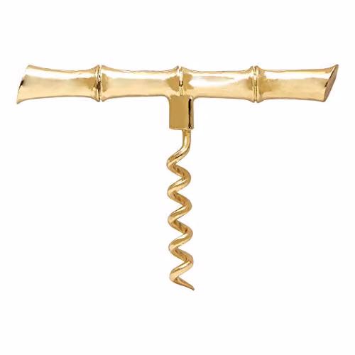 Orsina Modern Retro Bamboo Design Corkscrew in Gold with Ergonomic Grip – 1