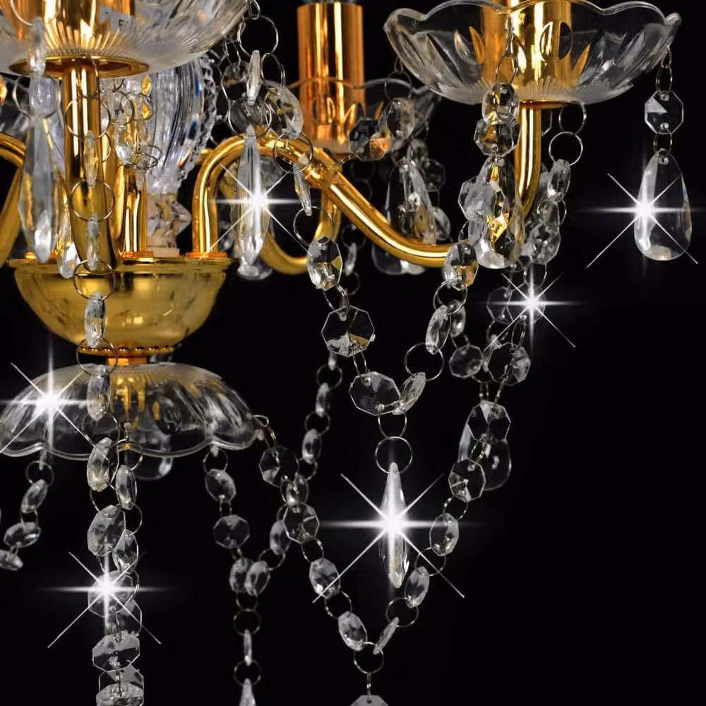 Berkfield Home Round Crystal Chandelier in Gold with 5 x E14 Sockets – 3