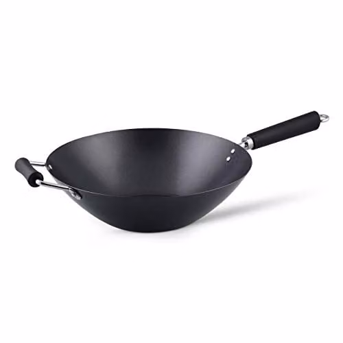 Ken Hom Excellence Non-Stick Carbon Steel Wok, Black, 35 cm