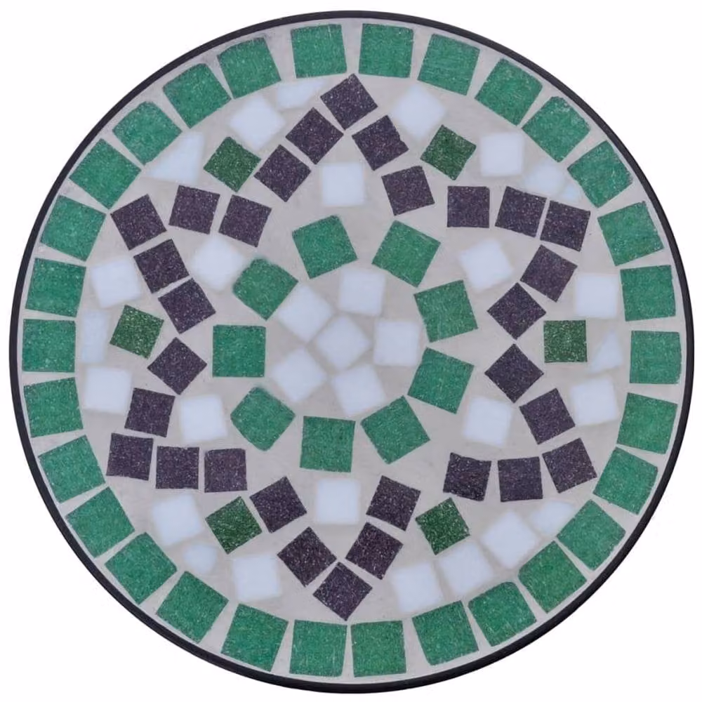 Berkfield Home Mosaic Round Side Table in Green and White, W/D/H: 30 x 30 x 60 cm – 3