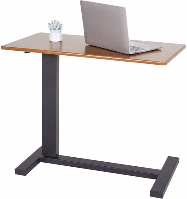 KORVIXA Large Height Adjustable C-Shape Laptop Table in Brown – 1