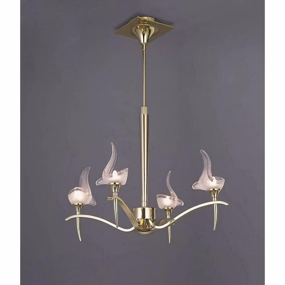 Netlighting Viena Telescopic Round Pendant Light with 4 G9 Glass Shades in Polished Brass and Yellow – 2