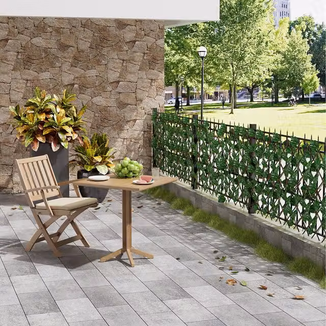 Livingandhome Grape Leaf Artificial Hedge Panel, Green and Brown, Height: 174.5 cm