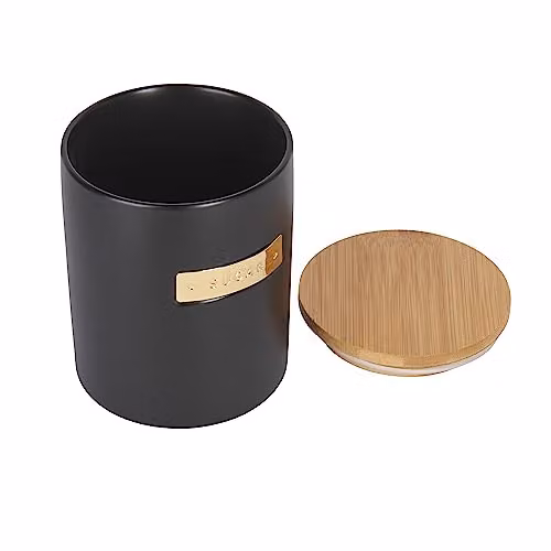 MasterClass Black Stoneware Coffee Canister with Airtight Bamboo Lid, 1 l – 2