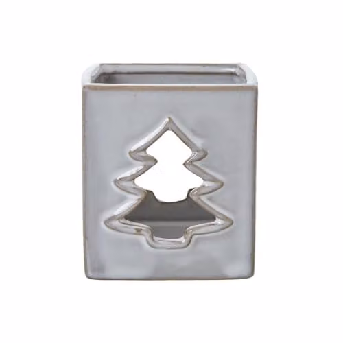 Hill Interiors White Ceramic Square Tree Cut-Out Tealight Holder