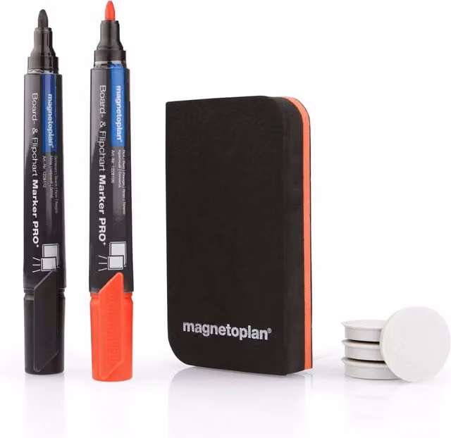Magnetoplan School Whiteboard Starter Kit in White and Black