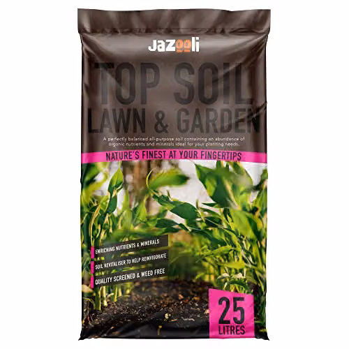 Jazooli Organic Top Soil, Nutrient-Rich All Purpose Garden and Lawn Compost for Indoor and Outdoor Plants, 25 l