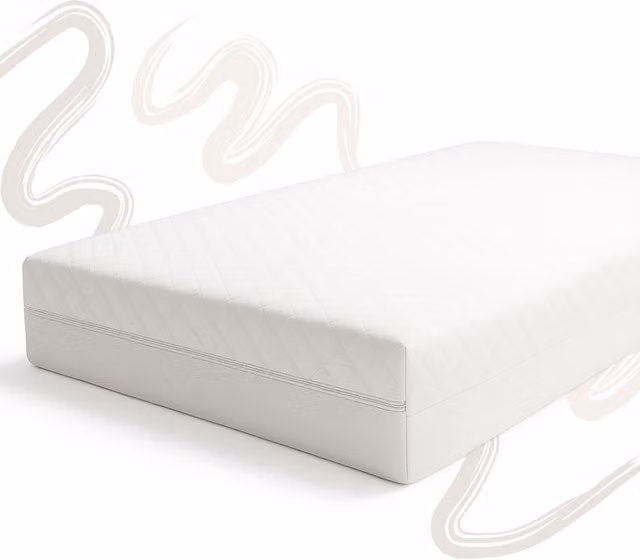 Opulent Home Baby Cot Mattress with Waterproof Quilted Zipped Cover, White, W: 140 cm, H: 7.5 cm