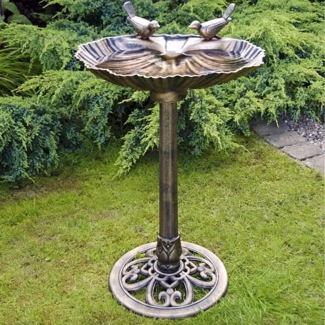 Garden Mile Round Bronze Plastic Garden Bird Bath Table