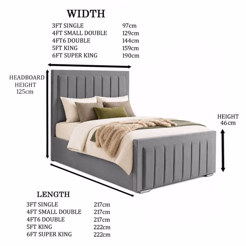 Desire Deco Lucia Ottoman Storage Bed Frame in Grey Plush Velvet, King Size (180 x 200 cm) – 2