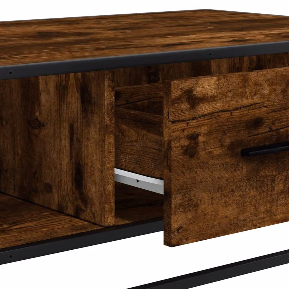 Berkfield Home Smoked Oak Coffee Table in Brown, W/D/H: 100 x 57 x 35 cm – 5