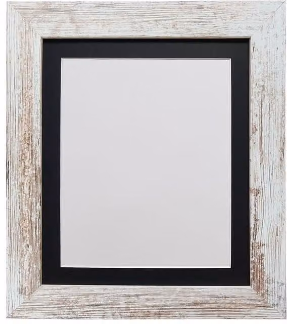 Frames & Mirrors 4U Metro Distressed White Frame with Black Mount for A3 Images – 1