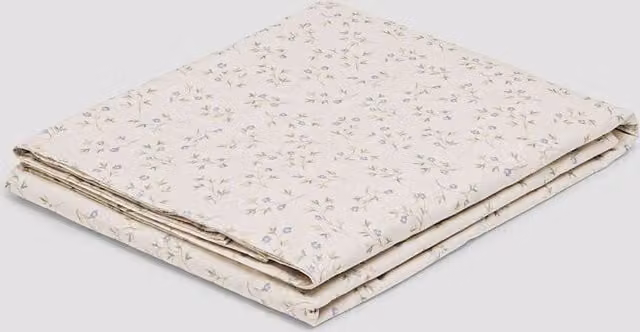 Piglet In Bed Floral Printed Pure Cotton 200 Thread Count Flat Sheet, Natural Mix, W: 180 cm x L: 200 cm
