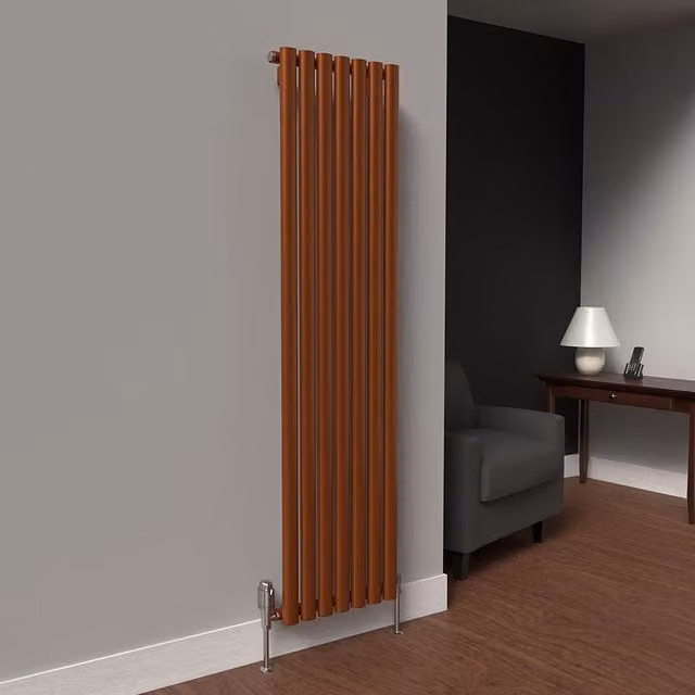 Lux Heat Oval Coloured Vertical Steel Radiator in Bronze, Brown or Orange, H: 160 cm, W: 42 cm