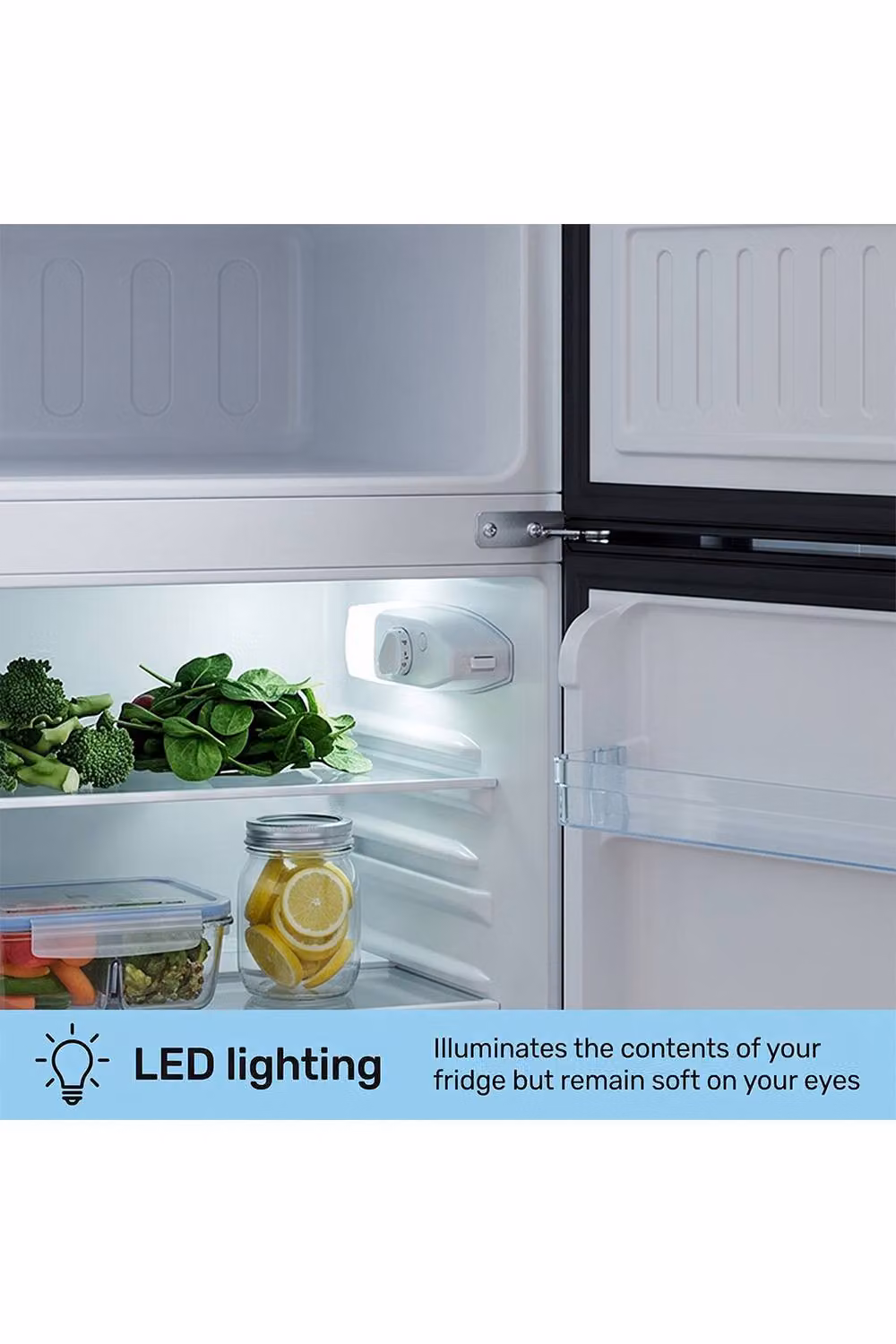 Living and Home 89L Freestanding Top Freezer Fridge in Black – 3