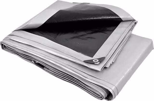 SolaDirect Heavy-Duty Waterproof Tarpaulin Groundsheet with Eyelets, Silver, 6 x 6 m