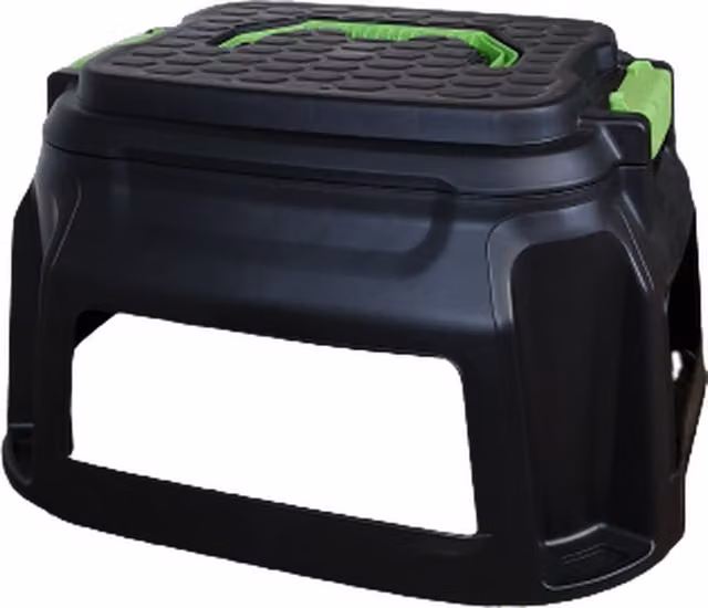 Samuel Alexander Heavy Duty Step Stool with Tool Caddy Storage and Handle, Black and Green, Height: 33 cm