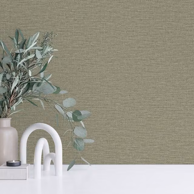 Grandeco Telma Slubbed Fabric Hessian Textured Luxury Wallpaper in Green