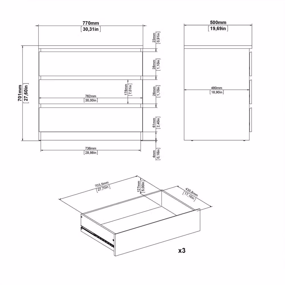 Wyld Haus Budapest Matt Black 3 Drawer Chest – 4