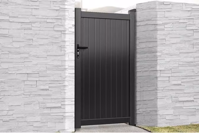 Ready Made Aluminium Pedestrian Swing Gate in Black, W/H: 90 x 180 cm
