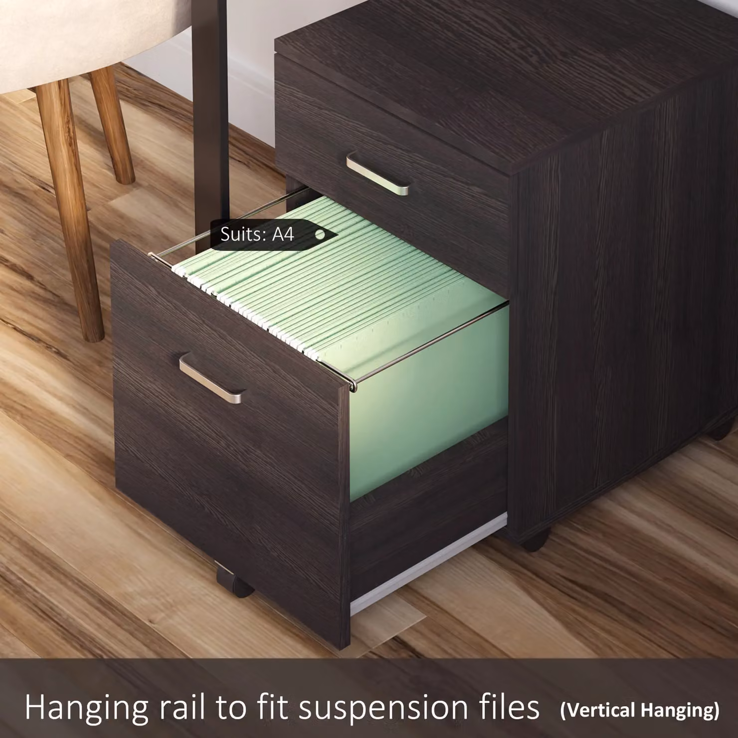 Vinsetto 2-Drawer Locking Office Filing Cabinet in Black with Castors – 3