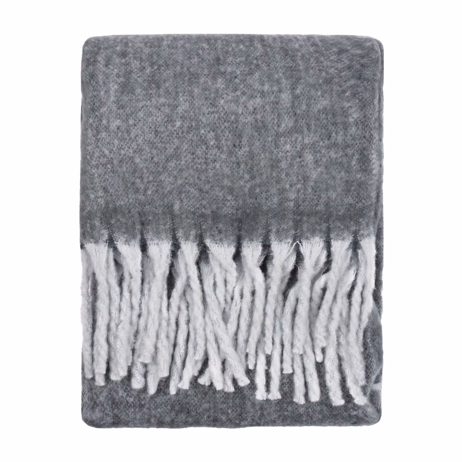 Furn Woven Tasselled Throw in Grey, W: 140 cm, D: 180 cm – 2
