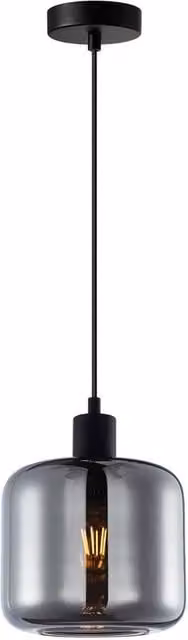 Netlighting Maluna Dome Pendant Ceiling Light in Black and Grey Smoked Glass – 1