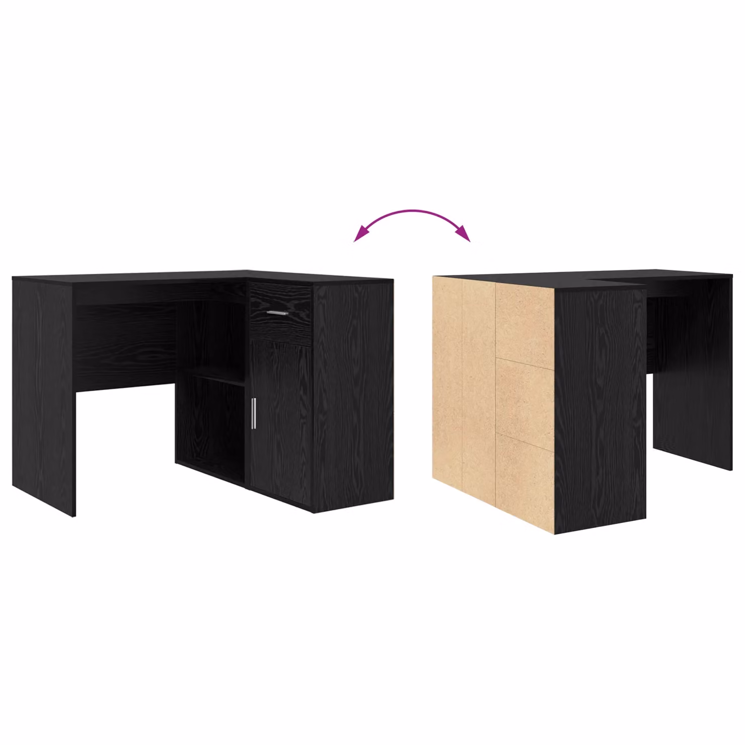 Berkfield Home Modern Corner Desk in Black Oak, W/D/H: 102 x 88 x 75 cm – 4