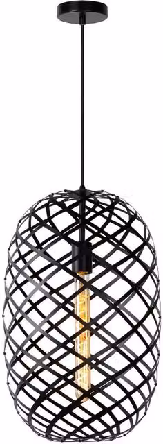 Lucide Wolfram Modern Sphere Pendant Light in Black, Diameter: 32 cm
