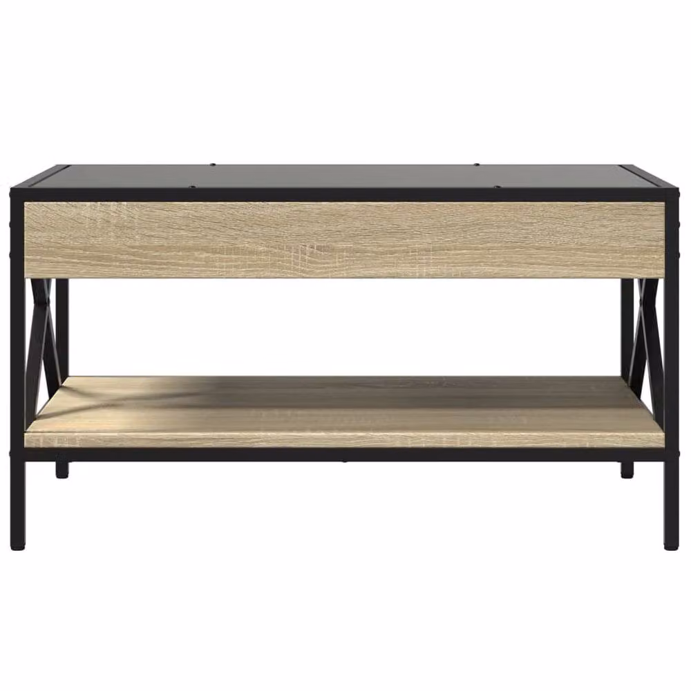Berkfield Home Infinity LED Coffee Table in Sonoma Oak and Light Brown, W: 70 cm, D: 50 cm, H: 38 cm – 3