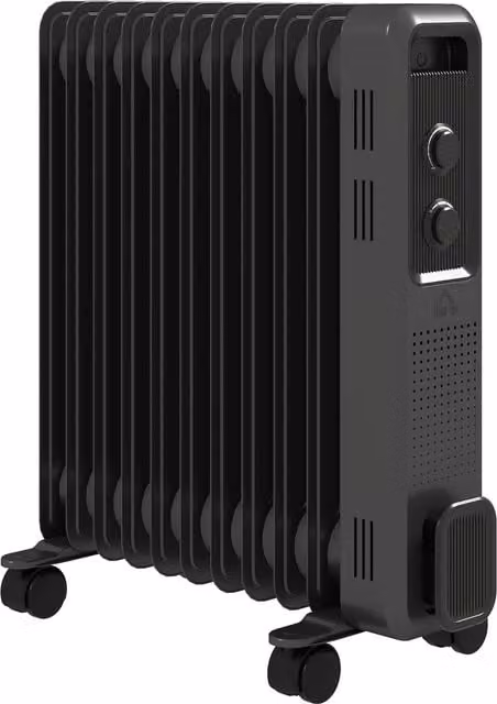 HOMCOM 2500W Oil Filled Radiator with 11 Fins and 3 Heat Settings in Grey – 1