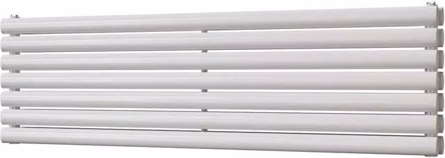 UK Radiators Omeara Axis White Elliptical Tube Horizontal Designer Double Panel Radiator W: 140 cm, H: 40.6 cm