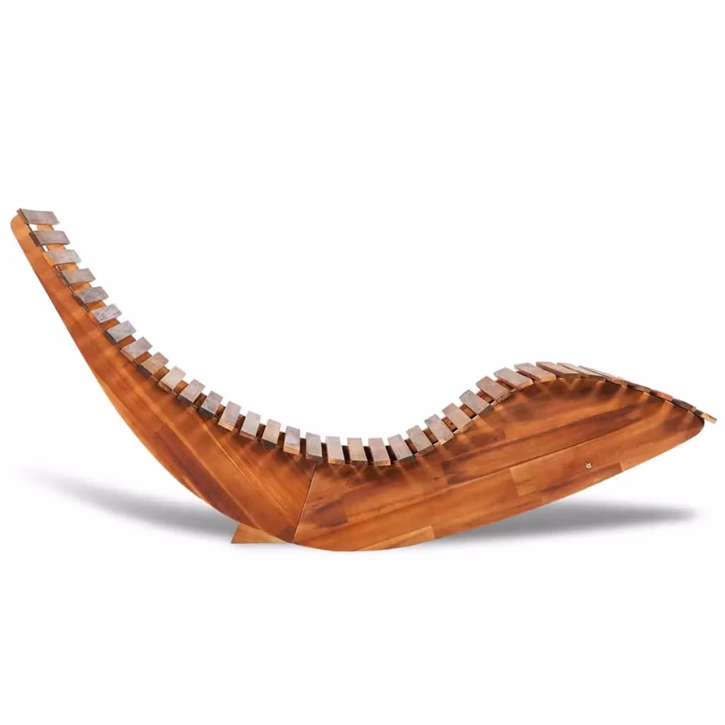 Berkfield Home Brown Acacia Wood Rocking Sun Lounger – 2