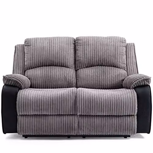 More4Homes Postana 2 Seater Manual High Back Jumbo Cord Fabric Recliner Sofa in Grey – 4
