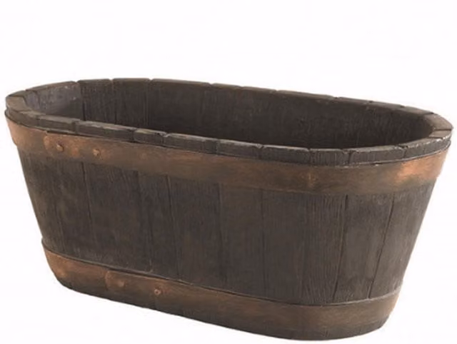 Ward Oakwood Effect Barrel Planter Plant Trough in White