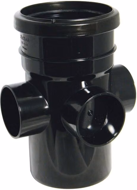 FloPlast Soil Boss Branch Pipe Spigot, 110mm, Black and Grey