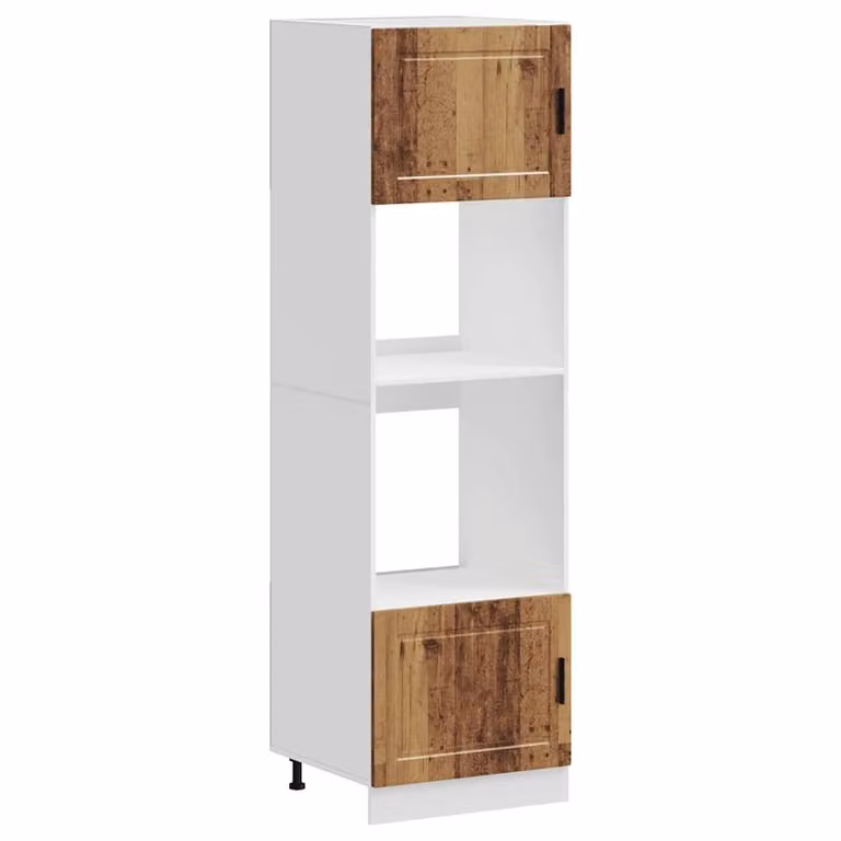 Berkfield Home Porto Old Wood Oven Cabinets, 2 Piece Brown Engineered Wood Appliance Housing Unit, H 207 cm x W 60 cm x D 57 cm