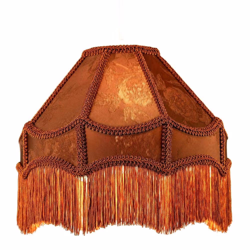 Happy Homewares Brown Faux Silk Victorian Lampshade with Floral Decor and Long Tassels, Diameter: 30 cm – 2