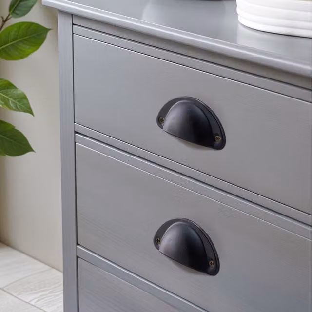 Lifeideas Set of 2 Shell Shaped Matt Black Iron-Nickel Alloy Drawer Handles