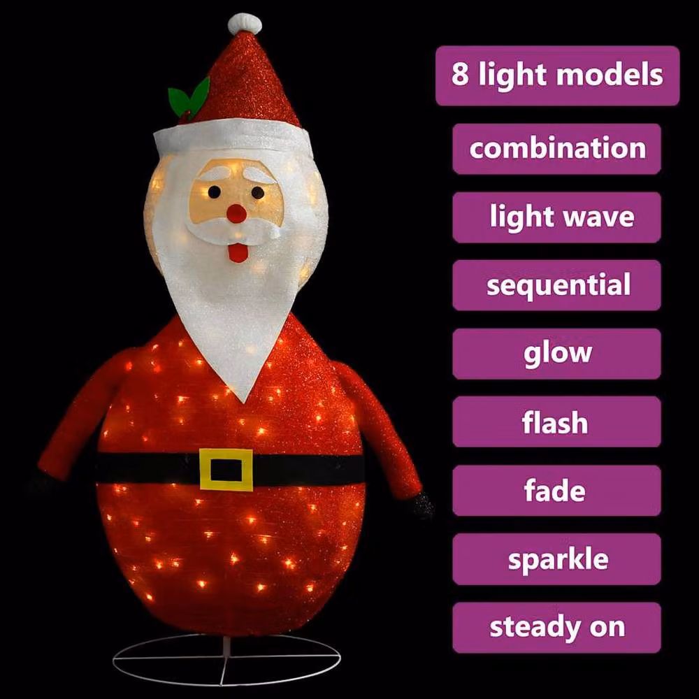 Berkfield Decorative Christmas Santa Claus LED Figure in Red and Multicolour Fabric, Height: 60 cm – 3