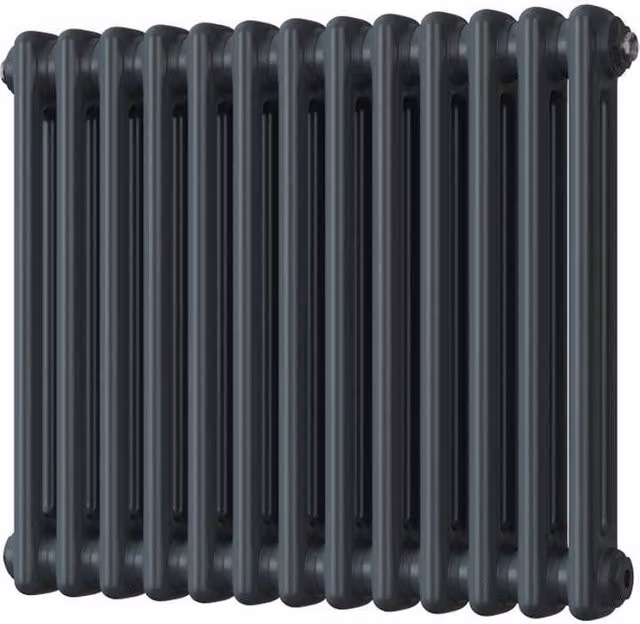 Alpha Anthracite 2 Column Steel Radiator, Grey, H: 180 cm, W: 59.2 cm, D: 10.46 cm