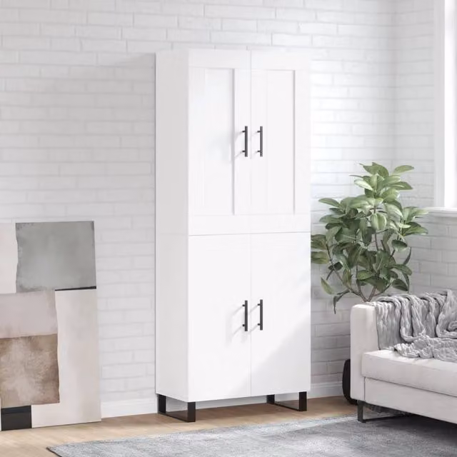 Berkfield Home Modern White Matt Highboard W/D/H: 69.5 x 34 x 180 cm – 1