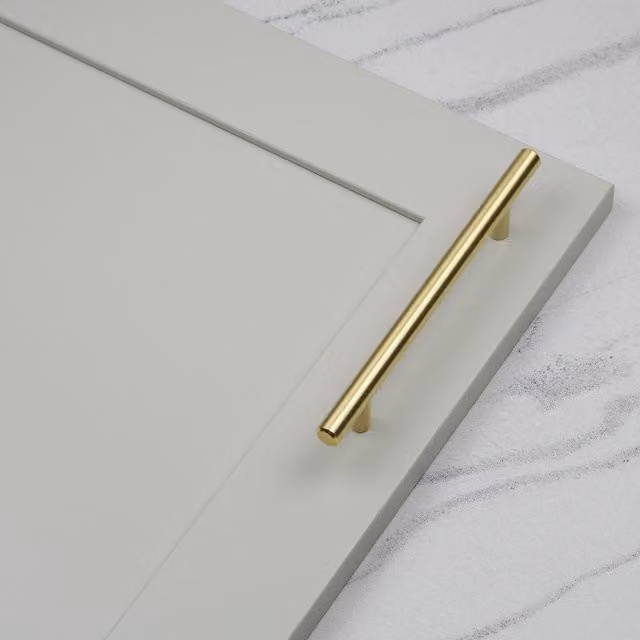 Handle & Home Minimal Round T-Bar Cabinet Handles in Brushed Brass Gold, 188mm