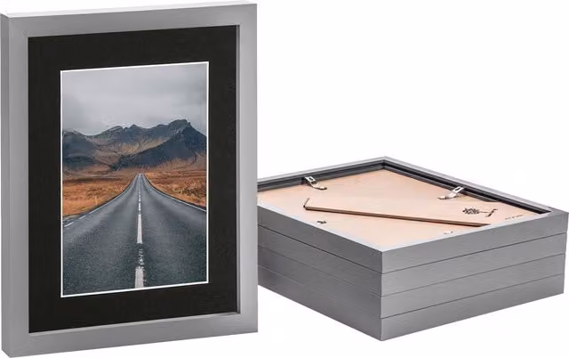 Nicola Spring Pack of 5 Grey Rectangular Photo Frames with Black Mount, 8 x 10 inch – 3