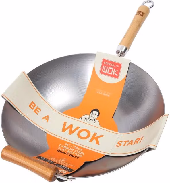 Dexam Heavy Duty Carbon Steel Wok, Diameter: 36 cm