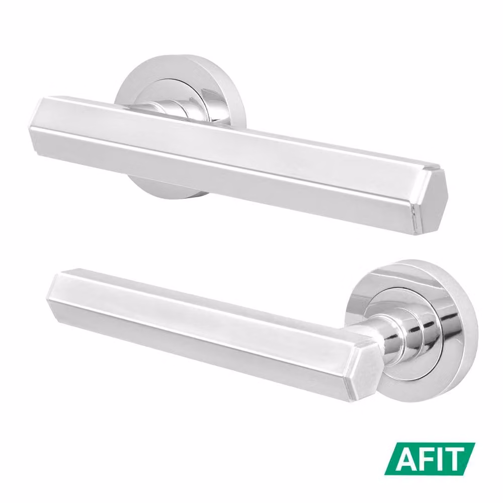 AFIT Polished Chrome Internal Lever On Rose Door Handle, Silver, W/D/H: 15.0 x 6.7 x 15.0 cm – 2