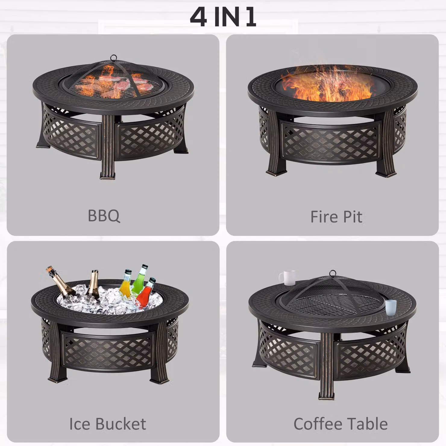 Outsunny Bronze and Black Steel Outdoor Fire Table – 7