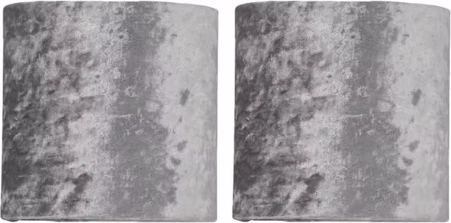 First Choice Lighting Set of 2 Grey Crushed Velvet Round Table Lamp Shades, Diameter: 15.5 cm