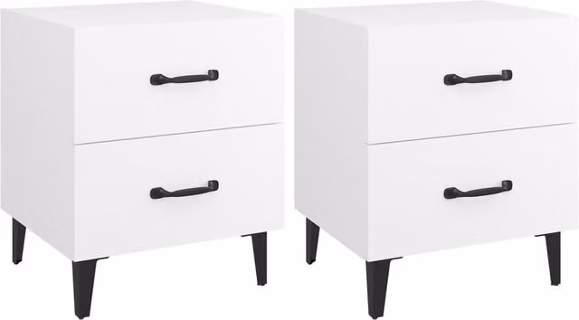 Berkfield Home Set of 2 White Bedside Cabinets, W/D/H: 40 x 35 x 47.5 cm – 1