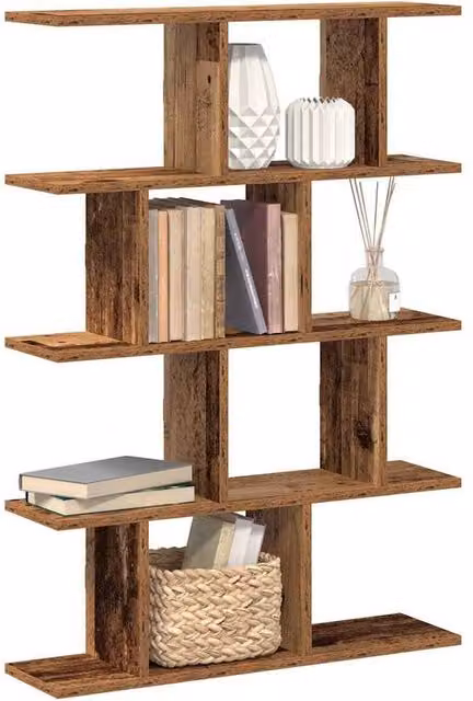 Berkfield Home Wall Mounted 12 Compartment Cube Shelf in Brown Old Wood Finish